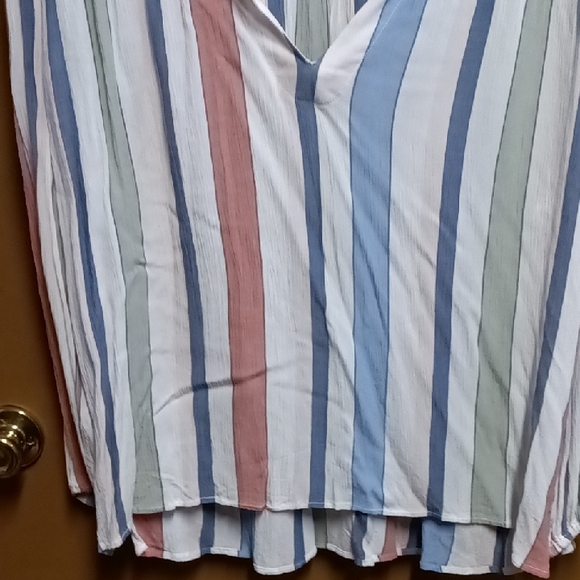 a.n.a Blue and Red Striped Blouse - Picture 4 of 4